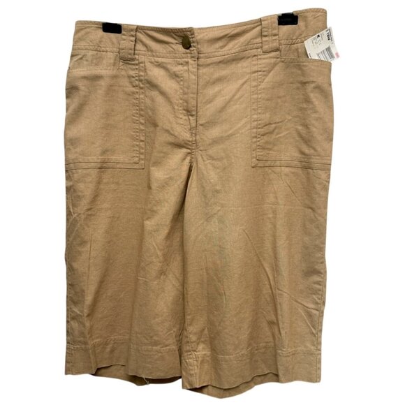 Basic Editions Bermuda Shorts Plus Size 18W Womens Tan Elastic Waist NWT - Picture 1 of 9